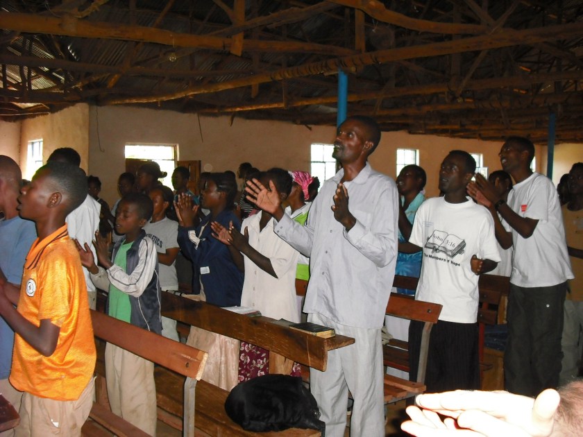 Believers worshiping the Lord